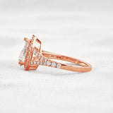 Moissanite Pear Cut Split Shank Halo Engagement Ring