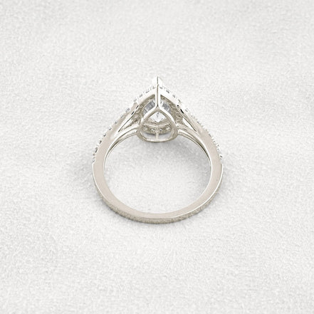 Moissanite Pear Cut Split Shank Halo Engagement Ring