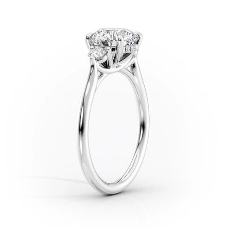 VVS1 Moissanite Oval & Round Cut Three Stone Wedding Ring