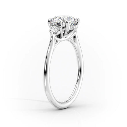 Three Stone Hidden Accent Moissanite Ring