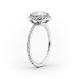 Pear Cut Halo Moissanite Engagement Ring