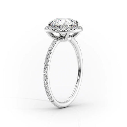 VVS1 Moissanite Round Cut Halo Engagement Ring
