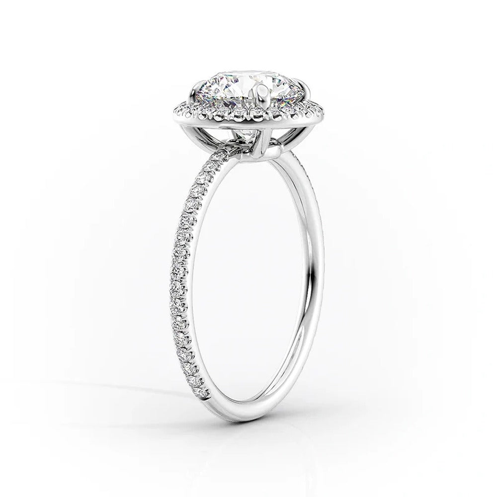 Cushion Colorless Moissanite Halo Wedding Ring