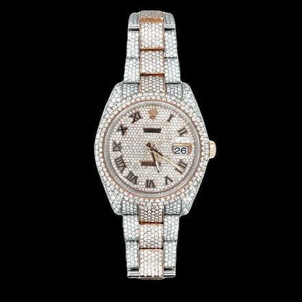 Iced Out Dual Tone Moissanite Luxury Watch For Men's