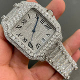 Full White Collet Stainless Steel Moissanite Diamond Hip Hop Luxury Watch