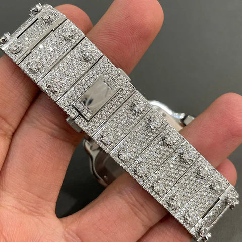 Full White Collet Stainless Steel Moissanite Diamond Hip Hop Luxury Watch