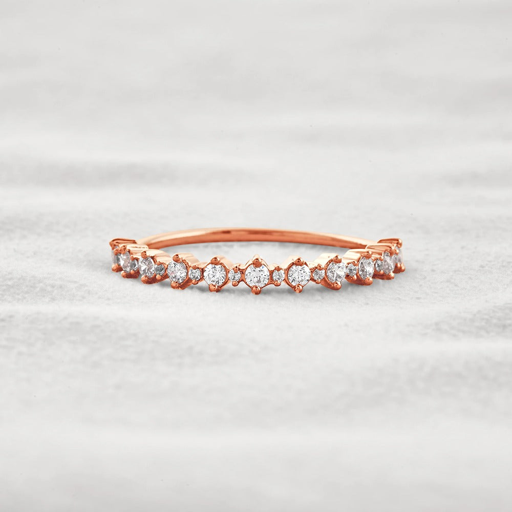D Color Moissnaite Round Cut Half Eternity Band