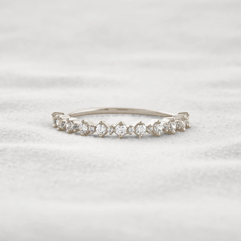 D Color Moissnaite Round Cut Half Eternity Band