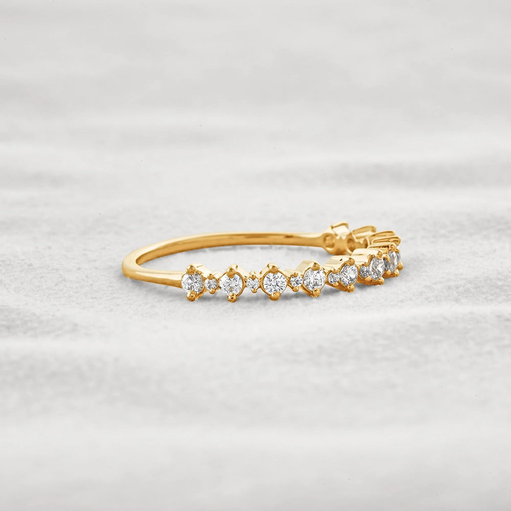 D Color Moissnaite Round Cut Half Eternity Band