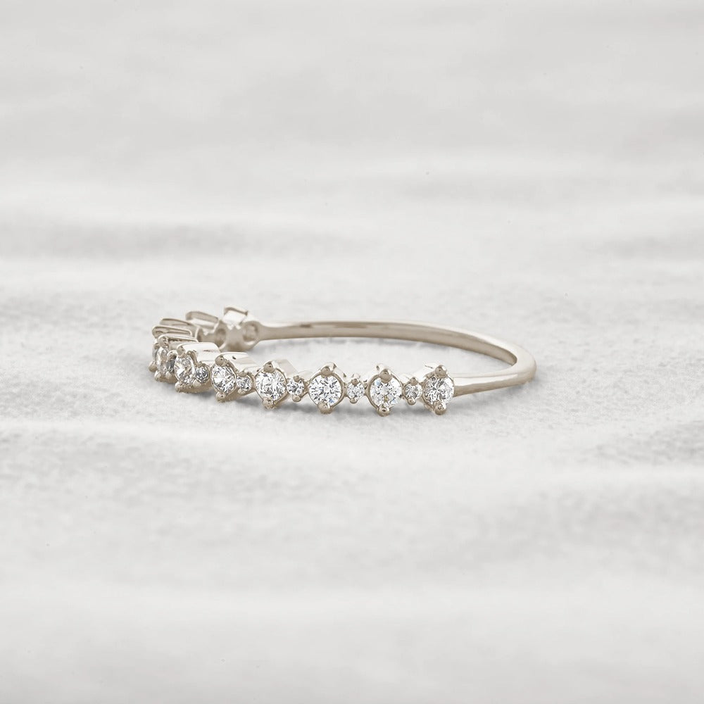 D Color Moissnaite Round Cut Half Eternity Band