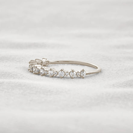 D Color Moissnaite Round Cut Half Eternity Band