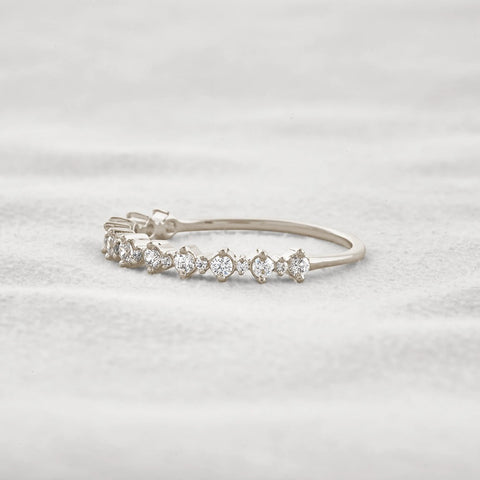 D Color Moissnaite Round Cut Half Eternity Band