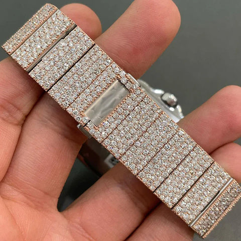 Moissanite Diamond Dual Tone Arabic Number Dial Luxury Watch