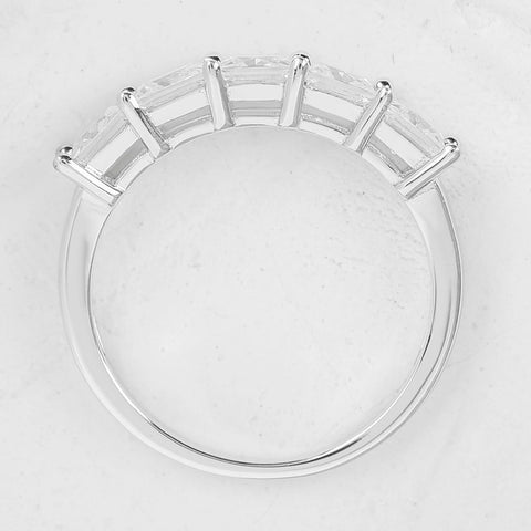 Princess Cut Moissanite Half Eternity Wedding Band
