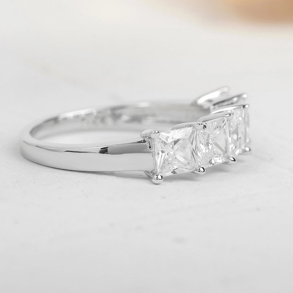 Princess Cut Moissanite Half Eternity Wedding Band