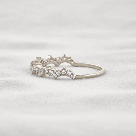 Moissanite Crown Style Round Cut Band