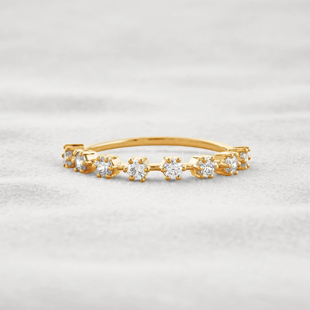 Half Eternity D Color Moissnaite Round Cut Band For Women