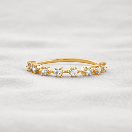 Half Eternity D Color Moissnaite Round Cut Band For Women