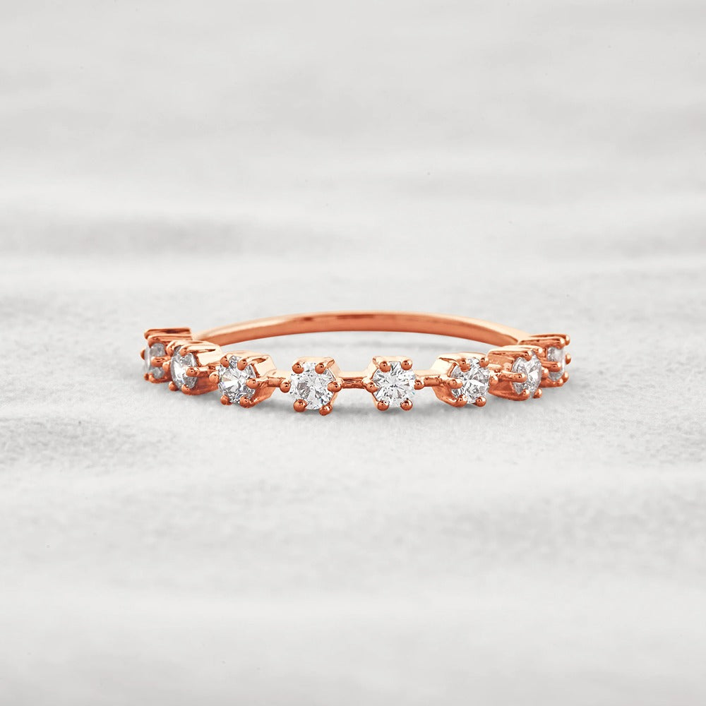 Half Eternity D Color Moissnaite Round Cut Band For Women