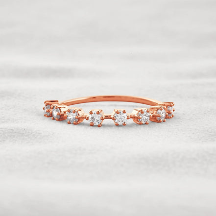 Half Eternity D Color Moissnaite Round Cut Band For Women