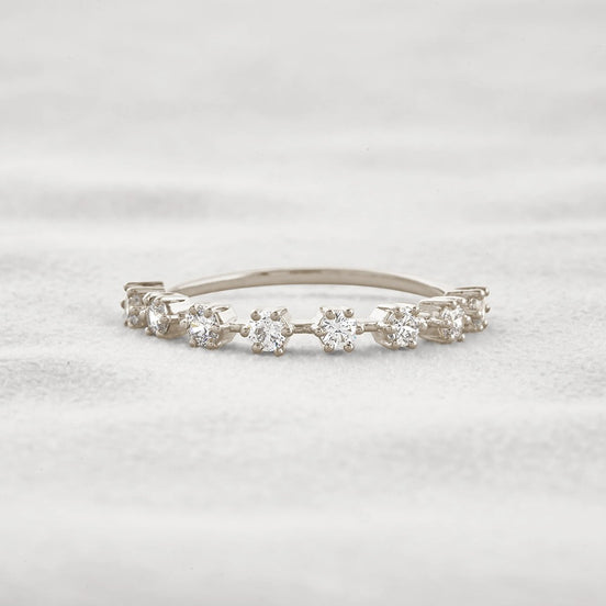 Half Eternity D Color Moissnaite Round Cut Band For Women
