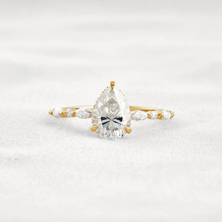Pear Cut Hidden Halo Moissanite Wedding Proposal Ring
