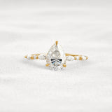 Pear Cut Hidden Halo Moissanite Wedding Proposal Ring