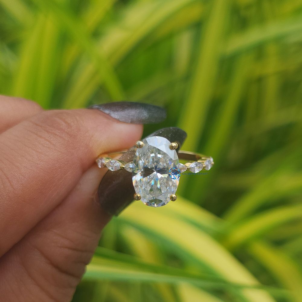 Lab Grown Oval Cut Yellow Gold Engagement Ring
