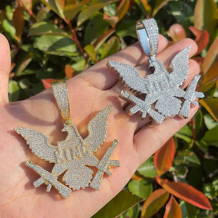 Men's Iced Out Eagle Gang Pendant Moissanite Pendant