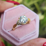 Round Cut Lab Grown Diamond Twisted Band Yellow Gold Ring