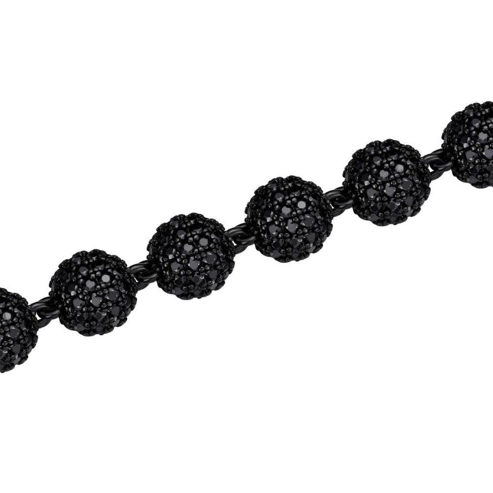 Black Moissanite Diamond Ball Link Bracelet