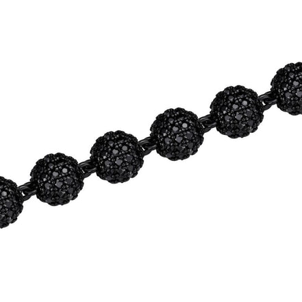 Black Moissanite Diamond Ball Link Bracelet