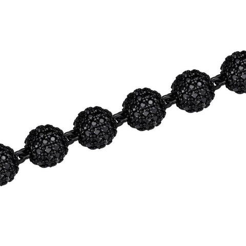 Black Moissanite Diamond Ball Link Bracelet