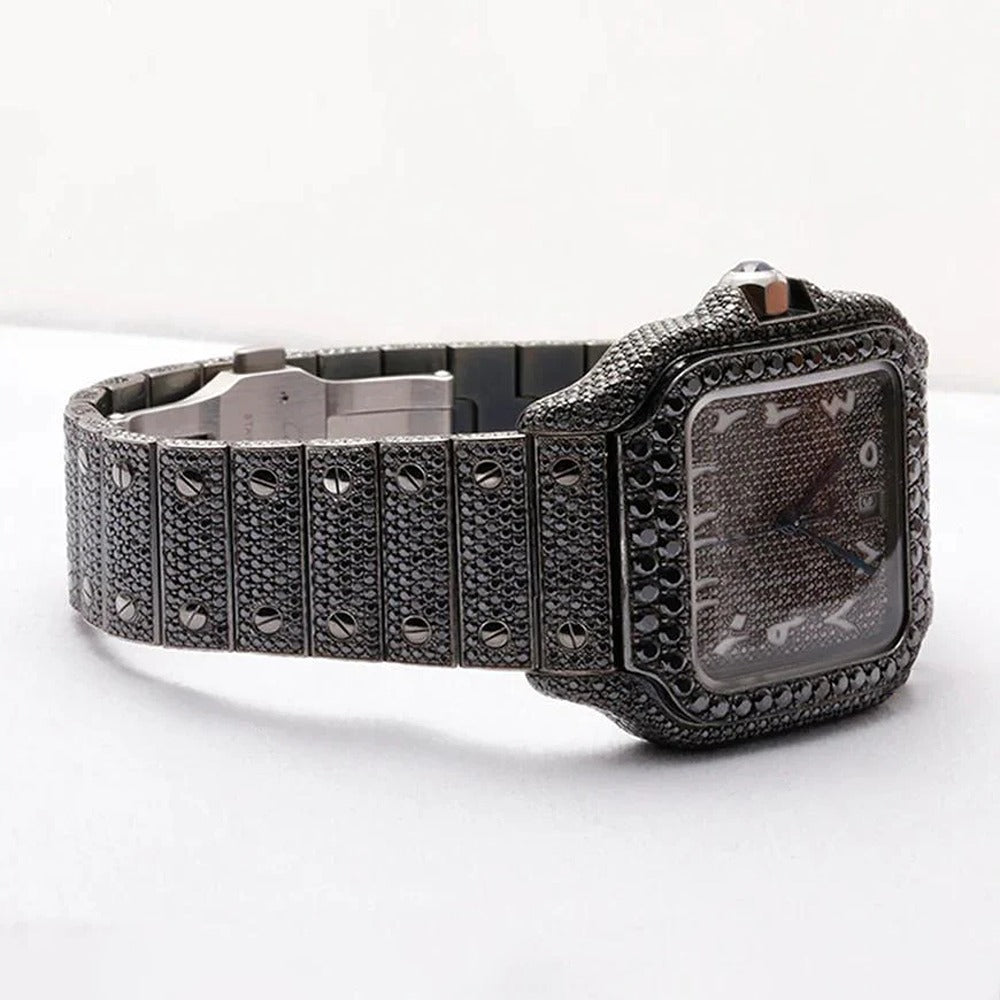 Automatic Movement Moissanite Full Black Watch For Him