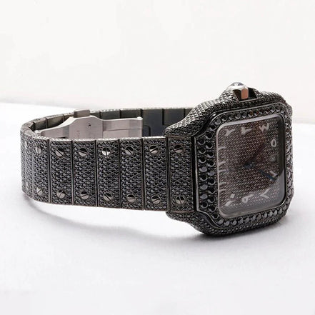 Automatic Movement Moissanite Full Black Watch For Him