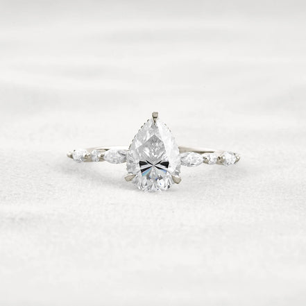 Pear Cut Hidden Halo Moissanite Wedding Proposal Ring