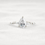 Pear Cut Hidden Halo Moissanite Wedding Proposal Ring