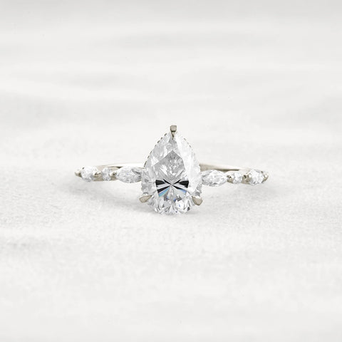 Pear Cut Hidden Halo Moissanite Wedding Proposal Ring