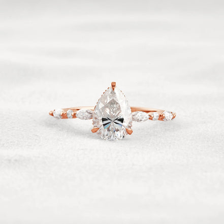 Pear Cut Hidden Halo Moissanite Wedding Proposal Ring