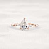 Pear Cut Hidden Halo Moissanite Wedding Proposal Ring