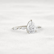 Pear Cut Hidden Halo Moissanite Wedding Proposal Ring