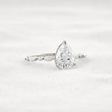 Pear Cut Hidden Halo Moissanite Wedding Proposal Ring