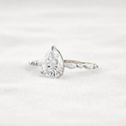 Pear Cut Hidden Halo Moissanite Wedding Proposal Ring