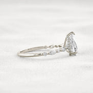Pear Cut Hidden Halo Moissanite Wedding Proposal Ring