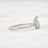 Pear Cut Hidden Halo Moissanite Wedding Proposal Ring