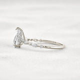 Pear Cut Hidden Halo Moissanite Wedding Proposal Ring