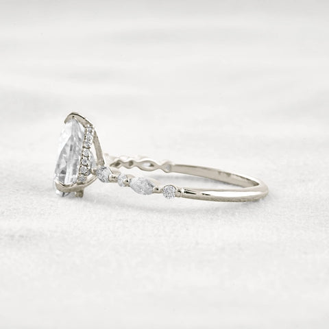 Pear Cut Hidden Halo Moissanite Wedding Proposal Ring