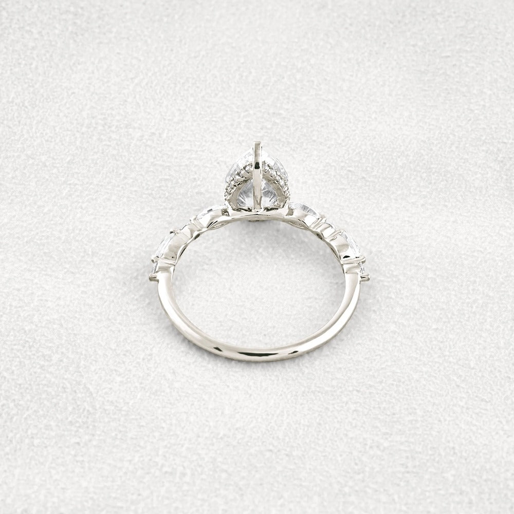 Pear Cut Hidden Halo Moissanite Wedding Proposal Ring