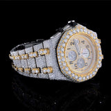 Dual Tone Chrono Dial Handmade Hip Hop Moissanite Watch