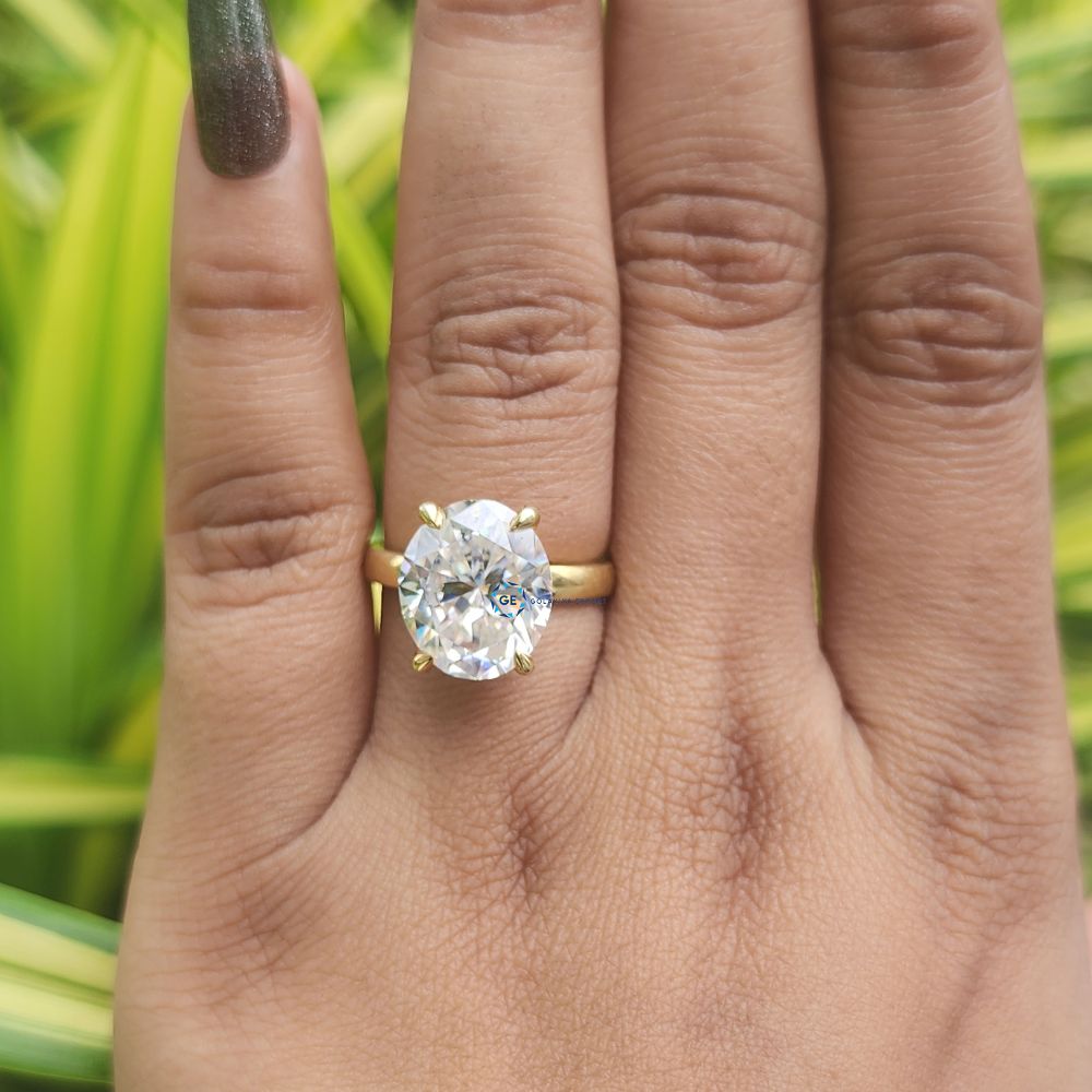 Lab Grown 6 Carat Oval Cut Hidden Halo Engagement Ring